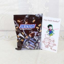 Rakhi Funny Gifts - Snickers Miniatures Chocolate Pack with Vir Rakhi