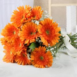 Romantic Flowers - Gorgeous Ten Gerberas Bunch