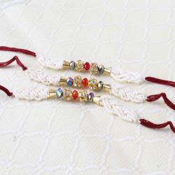 Rakhi Sets - Set of Three Moti Rakhi Online