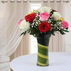 Mothers Day Flowers - Mothers Day Special Vase of Mixed Roses