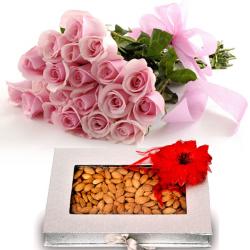 Flowers with Dry Fruits - Healthy Almond combo