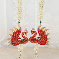 Home Decor Gifts Online - Peacock Design of Shubh Labh Door Hanging