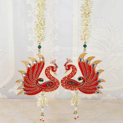 Diwali Gift Items - Peacock Design of Shubh Labh Door Hanging