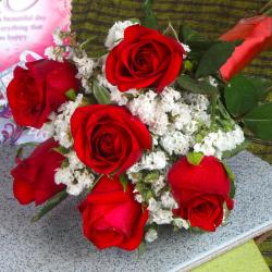 Anniversary Gift Hampers - Fresh Six Red Roses Bouquet