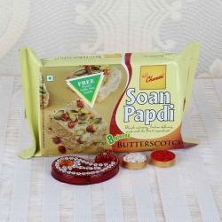 Send Bhai Dooj Gift Butterscotch Soan Papdi Sweets with Bhai Dooj Tikka To Bagalkot