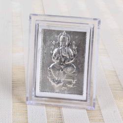 Birthday Photo Frames - Silver Plated Lord Ganesha Table Top Frame