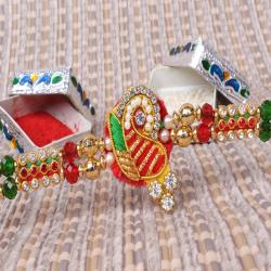 Rakhi International Delivery - Multicolor Zardosi Design Rakhi  - Worldwide