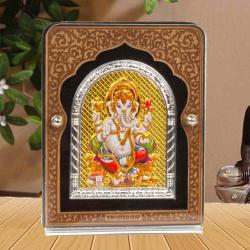 Anniversary Spiritual Gifts - Gold with Silver Plated Acrylic Ganesh Frame