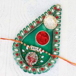 Rakhi With Puja Thali - Fancy Rakhi Puja Thali Online