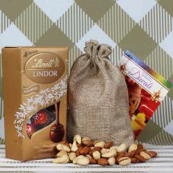 Diwali Dry Fruits - Lindt Lindor and Dryfruit with Diwali Greeting Card
