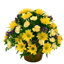 Basket Arrangement - Arrangement Of Yellow Flowers