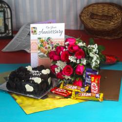 Anniversary Gifts for Sister - Anniversary Eggless Chocolate Cake Combo
