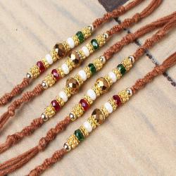Set Of 5 Rakhis - Five Fancy Classy Beads Rakhi