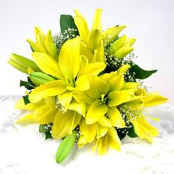 Lilies - Bouquet of 10 yellow Lilies