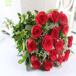 Fathers Day Flowers - Fifteen Fresh Red Roses Bouquet