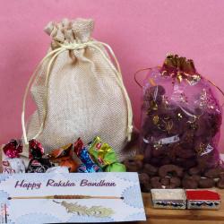 Single Rakhi Combos - Chocolate Cashew and Truffle Chocolate Rakhi Gift