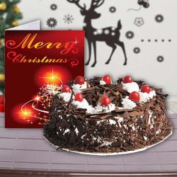 Black Forest Cake with Merry Christmas Greeting Card