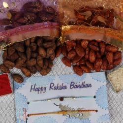 Rakhi With Dry Fruits - Black Pepper and Peri Peri Flavor Almond Rakhi Gift