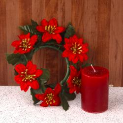 Artificial Bonsai Plants - Artificial Floral Wreath with Pillar Candle