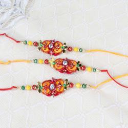 Set Of 3 Rakhis - Three Traditional Colorful Beads Rakhi