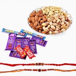 Rakhi With Dry Fruits - Dryfruits and Rakhi with Assorted Chocolates