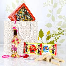 Rakhi With Sweets - Rakhi Gifts Family Hamper