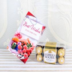 Indian Chocolates - Ferrero Rocher Box with Best Wishes Card