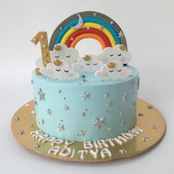 1st Birthday Cakes - 1st Birthday Rainbow Cake 