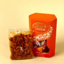 Anniversary Gourmet Gift Hampers - Lindt Lindor Chocolate Box with Masala Cashew