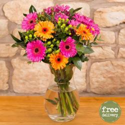 Birthday Flowers - Ten Mix Gerberas In Vase