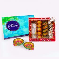 Send Diwali Gift Cadbury Celebration Chocolate Pack with Assorted Sweet and Diwali Diya To Faridabad