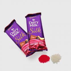 Bhai Dooj Tikka - 2 Bars of Cadbury Dairy Milk Silk Chocolate for Bhai Dooj