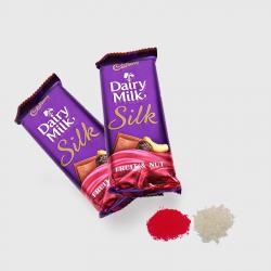 Bhai Dooj Gifts for Brother - 2 Bars of Cadbury Dairy Milk Silk Chocolate for Bhai Dooj