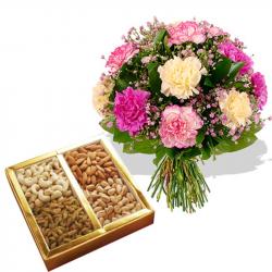 Valentine Flowers with Dryfruits - Valentine Dryfruit Gift For Him