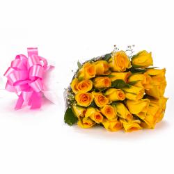 Yellow Roses Designer Bouquet in Tissue Wrapping