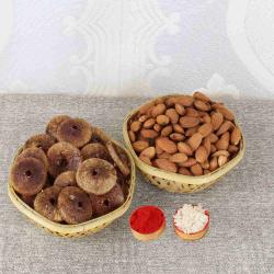 Bhai Dooj Gift Ideas - Bhai Dooj Gift Basket of Healthy Almond and Anjeer