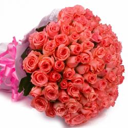 1st Anniversary Gifts - Light 75 Pink Roses Bouquet