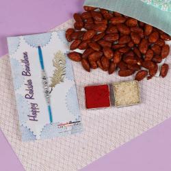 Rakhi With Dry Fruits - Peri-Peri Flavor Almonds with Rakhi