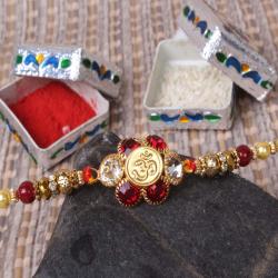 Premium Rakhis - Om Diamond Stone Rakhi