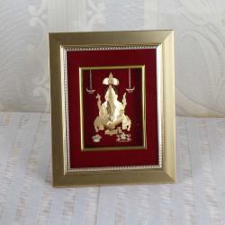 Anniversary Spiritual Gifts - Gold Plated Lord Ganesha Wall Hanging Frame