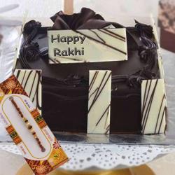 Kundan Rakhis - Dark Truffle Chocolate Cake with Rakhi