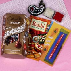 Rakhi With Chocolates - Assorted Lindor Chocolates Rakhi Combo