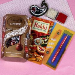 Single Rakhi Combos - Assorted Lindor Chocolates Rakhi Combo