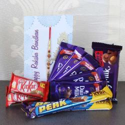 Rakhi With Cards - Assorted Cadbury Chocolate bars with Rakhi