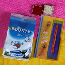 Single Rakhi Combos - Bounty Miniature Chocolate Rakhi Gift Combo