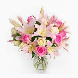 Send Pastel Colored Flowers Vase To Agra