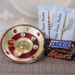 Rakhi With Puja Thali - Attractive Puja Rakhi Gift Hamper