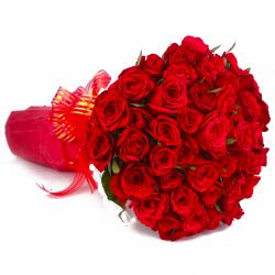 Gifts for Girlfriend - Forty Red Roses Bouquet with Tissue Wrapping