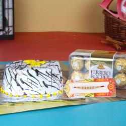 Rakhi With Cakes - Chocolate with Cake and Rakhi Combo