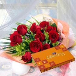 Valentine Flowers with Chocolates - Valentine Cadbury Treat